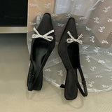 KYLETHOMASW  -  Fashion Shallow Women Medium Heels Sandals Shoes Female Pointed Toe Footwear Butterfly-Knot Ladies Heels Pumps Sandals Shoes