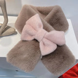 KYLETHOMASW  -  Japanese Sweet Hot Girl Pink Bow Neck Scarf Women's Autumn/Winter Faux Fur Cute Fury Scarf Fashion Female Trendy Accessories