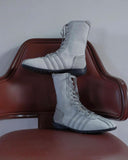 KYLETHOMASW  -  Retro Knight Boots Women's 2025 Spring Autumn Genuine Leather Lace-Up Western ort Boots Thi Bot Color Blo