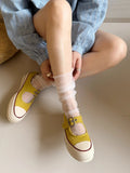 KYLETHOMASW  -  Thick Bottom Mary Jane Shoes Breathable Hollow out Canvas Versatile Summer New Style Metal Decorated Mid Heel Casual Women's Foo