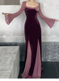 KYLETHOMASW  -  French Design Sense Niche High Sense Temperament Socialite Autumn and Winter Lace Splicing Velvet Temperament Dress Fairy Skirt