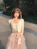 KYLTHOMASW  -  Princess sweet lolita Thin wisteria fake two-piece alpaca wool slimming knit cardigan