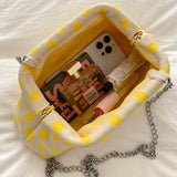 KYLETHOMASW  -  Women Polka Dot Soft Fabric Cloud Shoulder Bag Chain Crossbody Bags New Trend Casual Daily Fashion Handbags and Purses