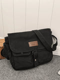 KYLETHOMASW  -  Multi-Pocket Canvas Shoulder Bag For Women, Retro Literary Style Cloth Bag, Trendy Unisex Simple Style Bag, School Crossbody Bag