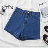 KYLETHOMASW  -  Women High Waist Cuffed Denim Shorts Korean Basic Slim Wide Leg Hot Pants For Summer Daily Wear