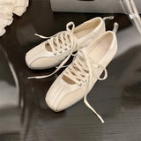 KYLETHOMASW  -  Women's Ballet Style Flats Fashion Lace-up Retro Mary Jane Casual Shoes Spring Summer Comfortable Lightweight Ballet Sneakers
