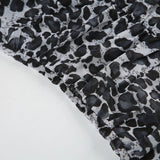 KYLETHOMASW  -  Printed irregular low cut scarf tie T-shirt pure desire style thin mesh top with breasted mesh