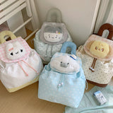 KYLETHOMASW  -  Kawaii Plush Puppy Polka Dot Drawstring Backpack Plaid Flap Mini Bag Light Handheld Shoulder Backpack Student Daily Cute Gift