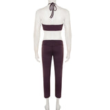 KYLETHOMASW  -  Spice Girl Suspender Vest Low Waist Skinny Hip Wrap Pants Two-piece Set Solid Color Simple Casual Sports Suit