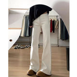 KYLETHOMASW  -  Spring Summer American Style Low Rise Flared Jeans for Women Trendy Slim Fit Extended Length Floor Sweeping Fashion Pants