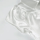 KYLETHOMASW  -  Polka dot short sleeved breasted shirt design with a cinched waist and tie, light and mature satin short commuter top