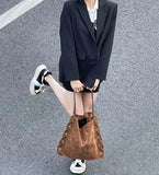 KYLETHOMASW  -  High-capacity Frosted Bandage Shoulder Bags Office Lady Vintage Simple Women Handbags Y2k Aesthetic Fashion Punk Underarm Bag