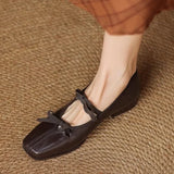 KYLETHOMASW  -  Mary Jane New Women Shoes Ballet Bow Square Toe Mid Heels Nude Shoes Fashion Casual Elegant Shallow Pumps