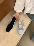 KYLETHOMASW  -  Spring/Autumn Ballet-Style Bow Flat Flats for Women Square Toe Mary Jane Shoes Soft Sole Shallow Comfortable Women Flats 6352