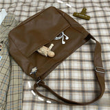 KYLETHOMASW  -  Japanese Simple PU Leather Crossbody Bag Shoulder Bags Large Capacity Tote Bag Woman Bags Student Commuter Storage Bag