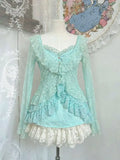 KYLETHOMASW  -  Vintage Style Sweet Girl Lace Cardigan + Polka Dot Camisole + Short Skirt Suiit Japanese Style Elegant 3-piece Set Summer