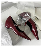 KYLETHOMASW  -  Pointed Toe Women Shoes Buckle Strap Solid Color Retro Designer Brand 5CM High Heel Shallow Female Shoes Concise Casual Shoes