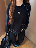 KYLETHOMASW  -  Y2K Korean Women Pure Cotton Long Sleeve Tshirt High Street Fashion Thin Contrast Color Round Neck Top Autumn New Versatile
