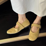 KYLETHOMASW  -  Retro Woven Faux Suede Mary Jane Shoes Women Fashion Metal Buckle Brand Designer Shoes Comfortable Round Toe Shallow Casual Shoe