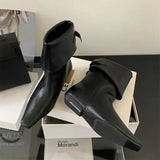 Black Ankle Boots For Woman Fall Short Shoes Casual Back Buckle Ladies Boots Low Heel Square Toe Designer Shoes Bottes Femme