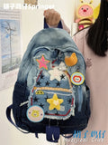 KYLETHOMASW  -  Retro Cowboy Color Matching Backpack Female Japanese Sweet Lovely Girl Y2k All-match Bag College Student Small Backpack