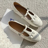 KYLETHOMASW  -  Fashion Pointed Toe Buckle Strap Flat Shoes 2025 Roman Retro Solid Color Casual Shallow Mouth Flats Comfy Soft Women Flat Shoes