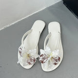 KYLETHOMASW  -  Pink Fashion Flower Ladies Flats Slippers New Summer Beach Round Toe Female Flip flops Women Flats Slippers Slides Sandals Shoes