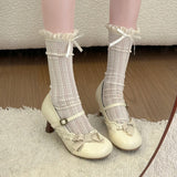 KYLETHOMASW  -  Women's High Heel Shoes 2026 New Lolita Style Women's Mary Jane Shoes Fashion Elegant Bowknot Party Wedding Ladies Dress Shoes