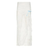KYLETHOMASW  -  Temperament Mesh Lace Slit Skirt for Women Low Waist Slimming Slimming and Hip-hugging