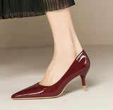 KYLETHOMASW  -  5cm Stilletos High Heels Dress Shoes Ladies Red/Nude Pumps Women Patent Leather Tacones Wedges Femme Office Gift Shoes Wedding