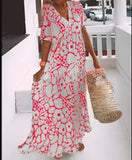 KYLETHOMASW  -  Women's Printed ort Collar Long Skirt Dr Loose Waist Regular Sve A-Line Gown Ciwalk Sle Casual Faion Dr