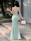 KYLETHOMASW  -  Women Vacation Clothes Sweet Hollow Sexy Halter Skinny Maxi Long Dress Elegant Lady Fashion Evening Party Prom Vestidos Robe New