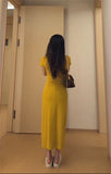 KYLETHOMASW  -  Summer Casual Cotton Midi Dress Women Elegant Solid Color Round Neck Slim Bodycon Dresses Korean High Street Vestidos ﻿270A