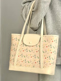 KYLETHOMASW  -  Fashionable Floral White Tota Bag Handbag Women Korean Style Casual Shoulder Bags Ladies Sweet Cute Underarm Bag Y2k