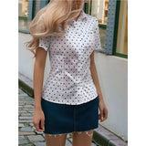 KYLETHOMASW  -  Women's Ruched Button Down Shirt Short Sleeve Tie Back Fitted Blouses