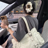 KYLETHOMASW  -  Hot Girl Vintage Studded Tote Bag Women Leather Textured Large Capacity Shoulder Bag Ladies Y2k Aesthetics Commute Crossbody Bag