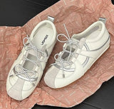 KYLETHOMASW  -  Women Silver Single Shoes Casual Sports Ballet Shoes Genuine Leather Design Sweet Sister Mary Jane  Ballet Training Shoes