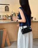 KYLETHOMASW  -  Vintage Pu Leather Black Messenger Bag Women New Retro Handle  Crossbody Bags Ladies Boston Pillow Y2k Handbag Aesthetic