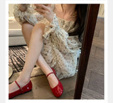 KYLETHOMASW  -  Shiny PU Leaather Flats Mary Janes Shoes Women Red Elegant Basic Pointed Toe Loafers Spring Autumn Daily Casual Black Shoes New