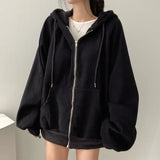 KYLETHOMASW  -  Solid Color Women's Hoodie Jacket Retro Sweatshirt Thick Warm Winter Loose Fit Long Sleeve Top Casual Coat Daily Outerwear