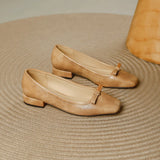 KYLETHOMASW  -  Single Shoes Women's Autumn Retro Simple Mary Jane New Square Head Shallow Mouth Comfortable Soft Leather Women's Shoes