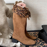 KYLETHOMASW  -  Autumn Winter Thick Heels Woman Knight High Boots Fashion Square Toe Party Dress Shoes Female Vintage Western Long Booties