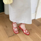 KYLETHOMASW  -  Fashion Womens Shoes 2025 Sandals Stiletto Heels Suit Female Beige All-Match Luxury Girls Low New Comfort High Retro Summer