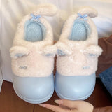 KYLETHOMASW  -  Autumn and Winter Velvet Warm Indoor Home Thick Soled Non Slip Slippers for Household Outdoor Wear Women