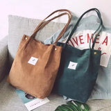 KIylethomasw Women Corduroy Shopping Bag Girl Canvas Cloth Shoulder Bag Environmental Storage Handbag Reusable Foldable Eco Grocery Totes