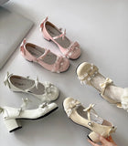 KYLETHOMASW  -  Cute Lace JK Women Mary Jane Shoes Fashion Butterfly-knot Leather Shoes Outdoor Women's Party Dress Pumps