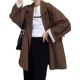 KYLETHOMASW  -  Laid-back Korean Style plus Size Women's Suit Jacket Casual Elegant Spring Autumn Long Fashionable Fibre Blend Fabric