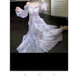 KYLETHOMASW  -  Spring New Style Super Fairy Gray Halo Dye Fairy Butterfly Hot Stamping Ruffled Long-sleeved Dress