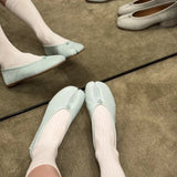 KYLETHOMASW  -  Split Toe Women Ballet Flats Fashion Women Shoes Casual Slip-on Loafers Ladies Pleated Leather Espadrilles Zapatillas Mujer