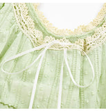 KYLETHOMASW  -  Sweet Girl Fresh Lace Puff Short-sleeved Shirts Women's Summer Bow Lace-up Slim Short Temperament Pullover Tops Female Clothing